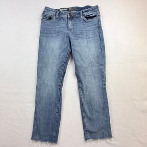 Kut from the Kloth Katy Boyfriend Jeans Womens 8 Blue Raw Hem Indie Grunge Edgy‎